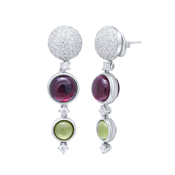 Earrings Rhodolite And Peridot