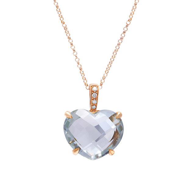 Pendant Shape Heart Green Quartz