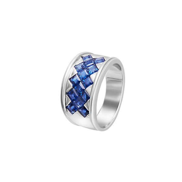 Ring White Gold Blue Sapphire