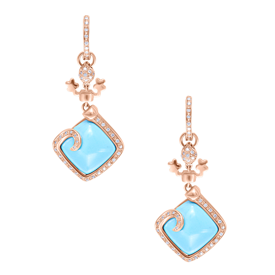 Earrings Turquoise And Diamonds