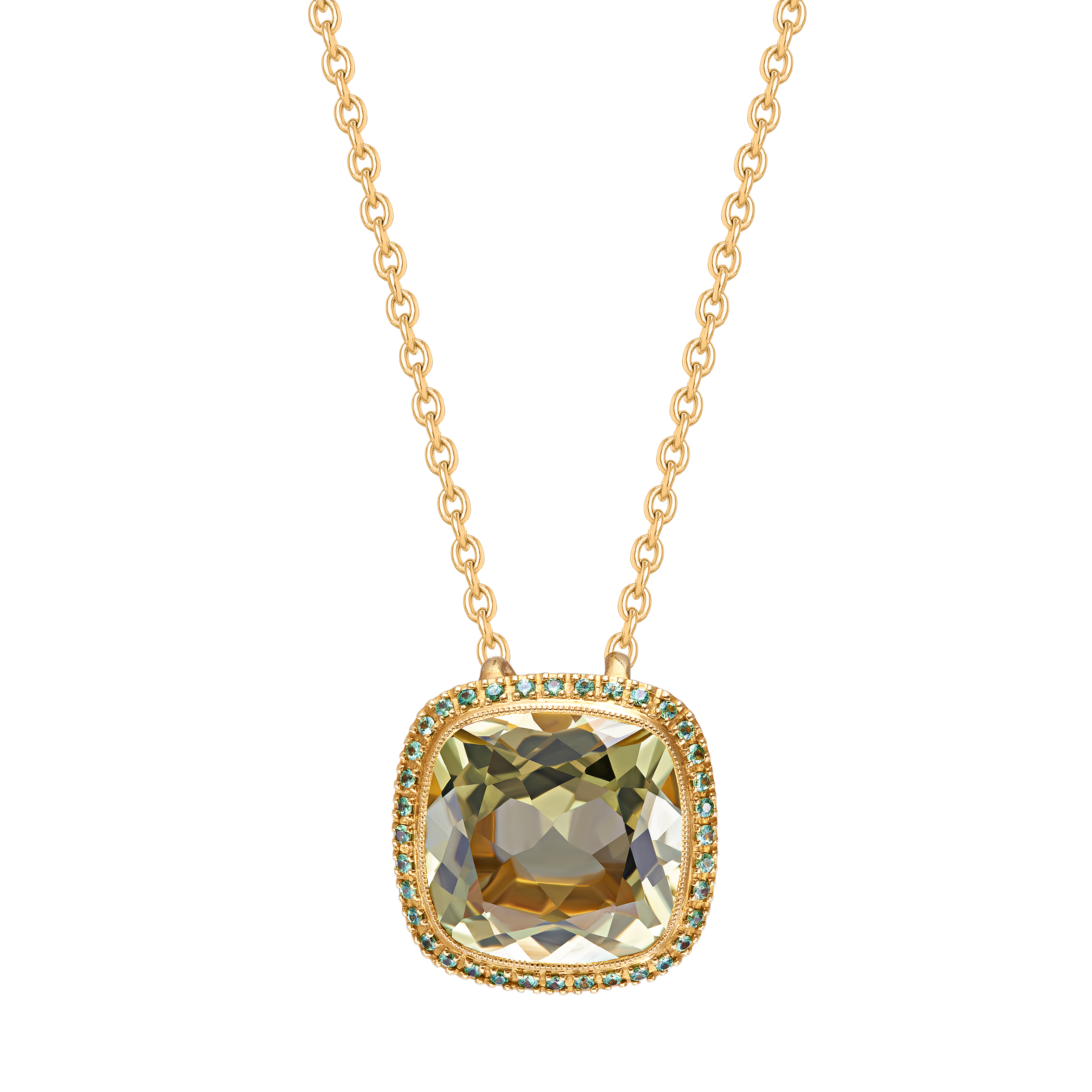 Ruby Design Lemon Quartz Carved Glass Necklace main image 0