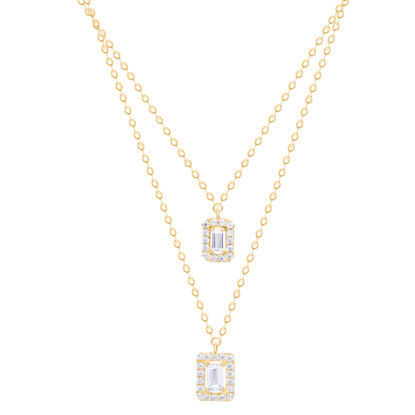 Necklace Double Rectangle Diamond
