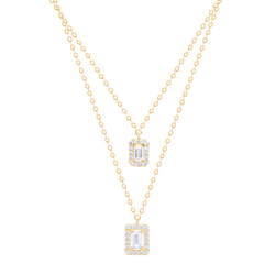 Necklace Double Rectangle Diamond