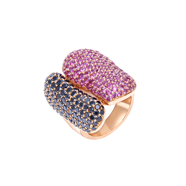 Ring Pink Sapphire Black diamond