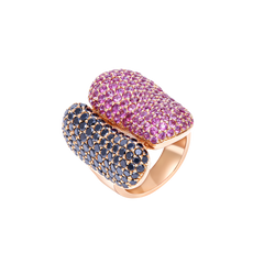 Ring Pink Sapphire Black diamond