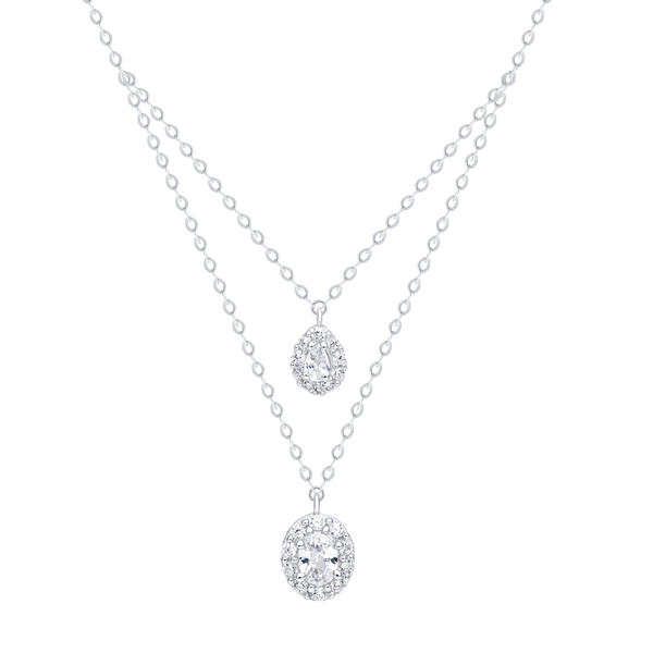 Necklace Double Diamond Pendant