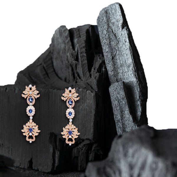 Earrings Blue Sapphire with Diamonds