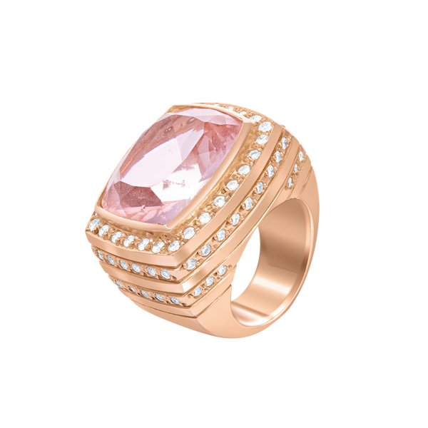 Ring Pink Topaz and Diamonds