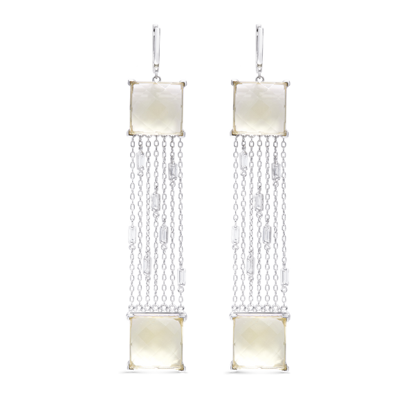 Earrings Lemon Quartz with diamonds