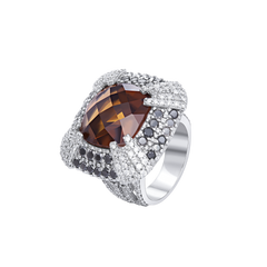 Ring Citrine Round and Diamonds