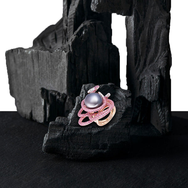 Ring Sea Peral Pink Sapphire