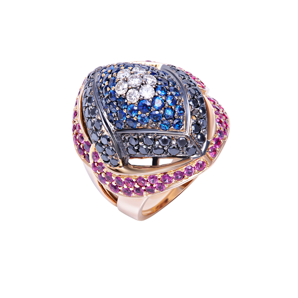 Ring Black Diamonds And Sapphires