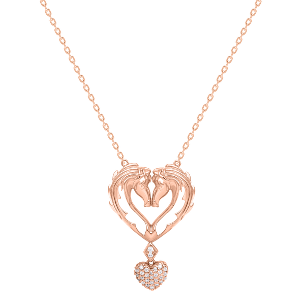 Necklace Two Horse And Small Heart