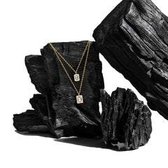 Necklace Double Rectangle Diamond