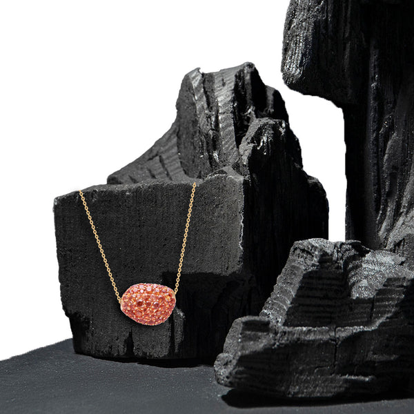 Necklace Round Orange Sapphire