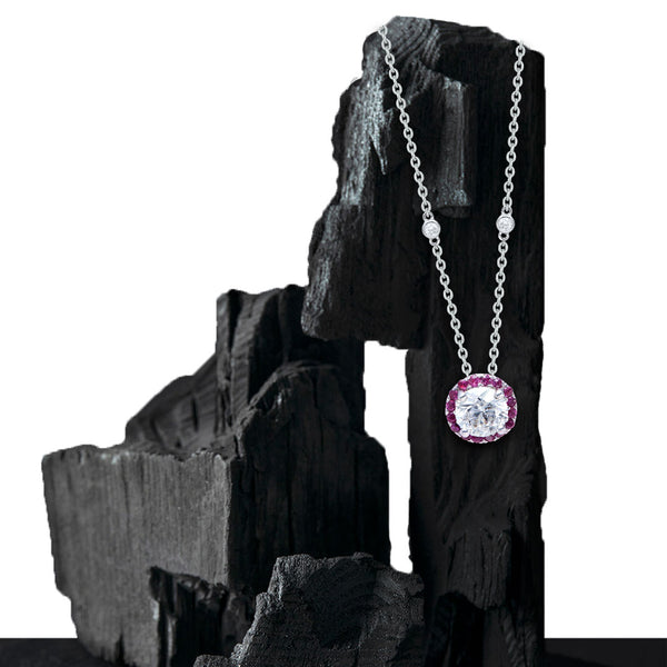 Necklace Round Diamond And Ruby