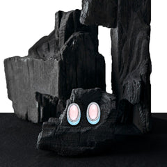 Earring Coral And Light Blue Enamel