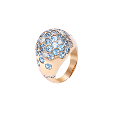 Ring Yellow Gold Blue Topaz