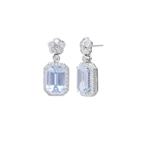 Earrings Aquamarine With Diamond