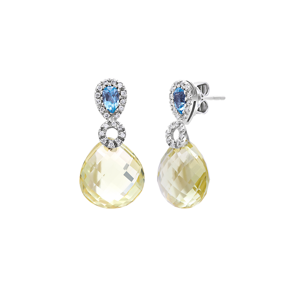 Earrings Lemon and Blue Topaz