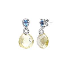 Earrings Lemon and Blue Topaz