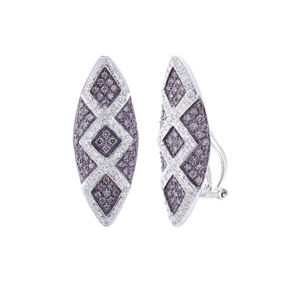 Earrings Brown And White Diamonds