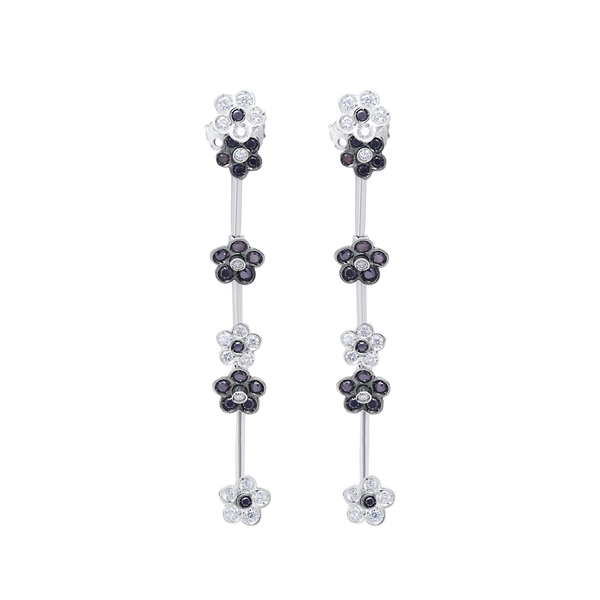 Earrings Shape Flower Black And White