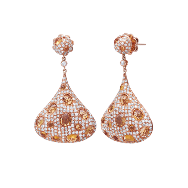 Earrings Diamonds And Citrine