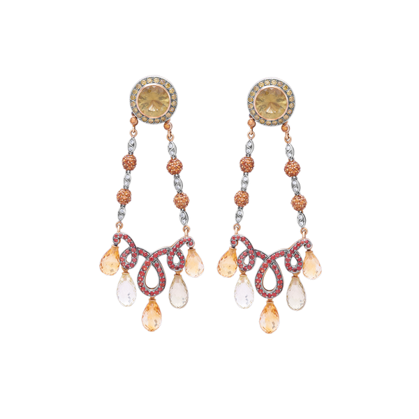 Earrings Scapolite And Citrine