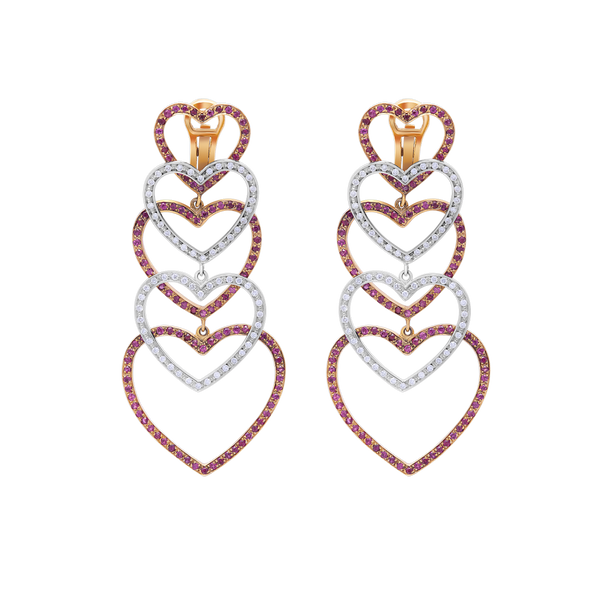 Earrings Shape Heart Ruby