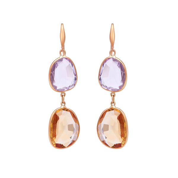 Earrings Amethyst And Citrine