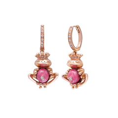 Earrings Shape Frog Pink Enamel