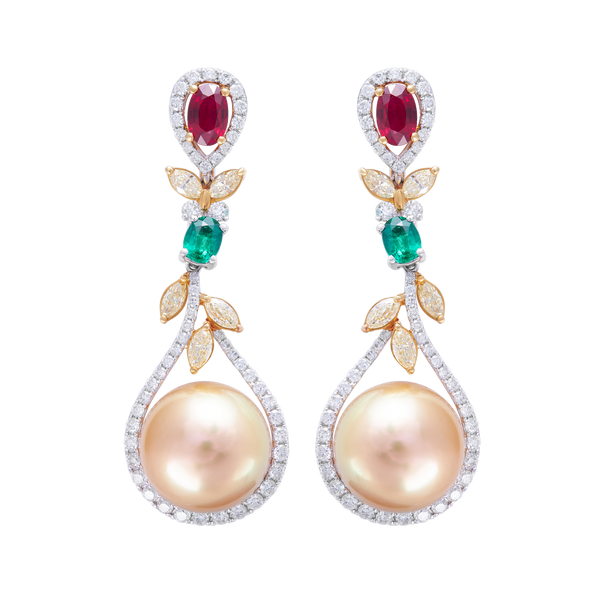 Earrings Golden South Sea Pearl