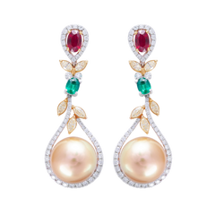 Earrings Golden South Sea Pearl