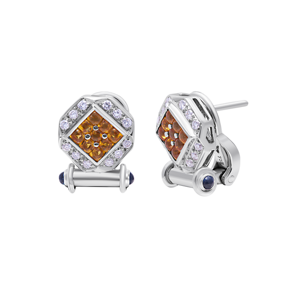 Earrings Blue And Yellow Sapphire