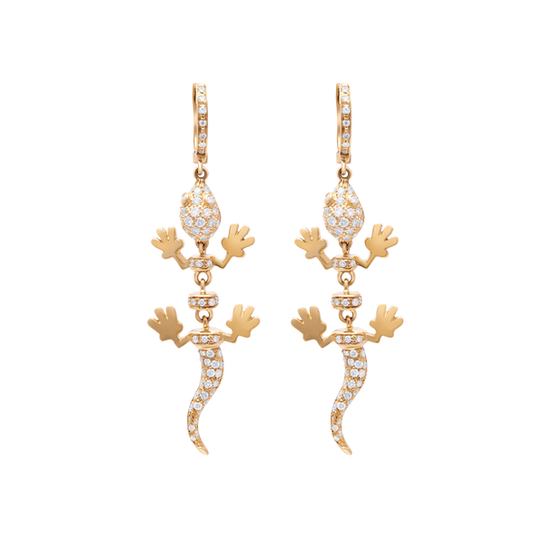 Earrings Shape Lizard And Diamonds
