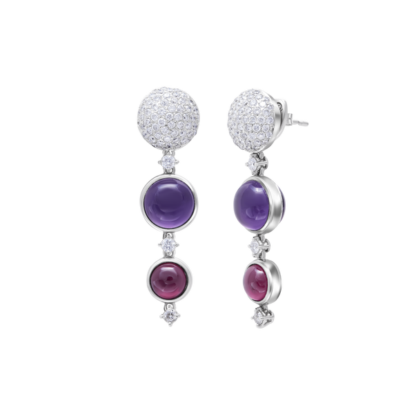 Earrings Amethyst And Tourmaline