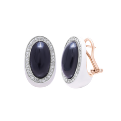 Earrings Onyx And White Enamel