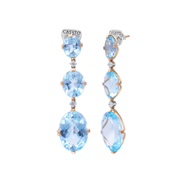 Earrings Blue Topaz With Diamond