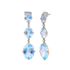 Earrings Blue Topaz With Diamond