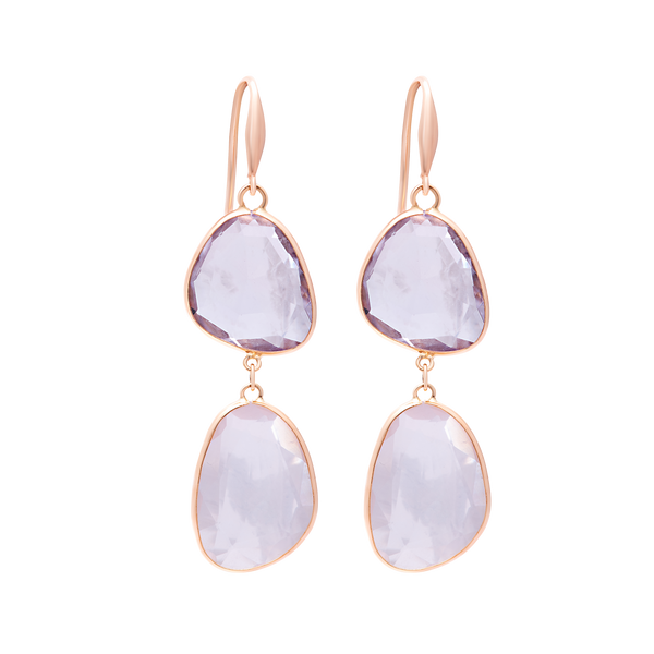 Earrings Amethyst And Rose Quartz