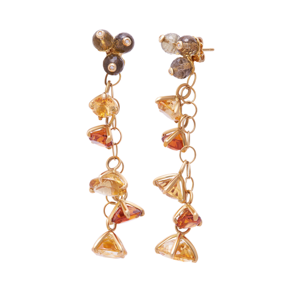 Earrings Citrine And Smokey Quartz