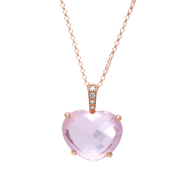 Pendant Shape Heart Pink Quartz