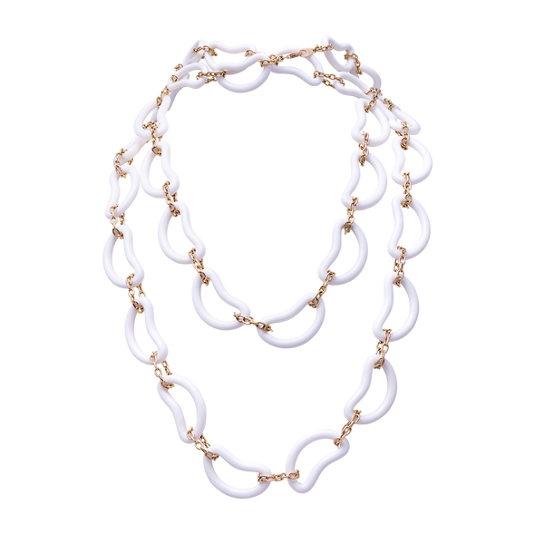 Necklace Yellow Gold White Agate