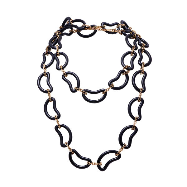 Necklace Yellow Gold Black Agate