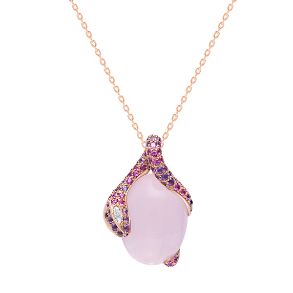 Pendant Snake around pink quartz