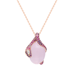 Pendant Snake around pink quartz