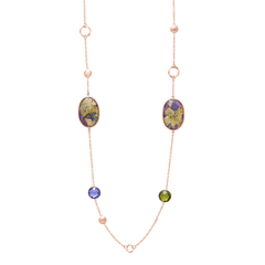 necklace Long Pink Gold Quartz