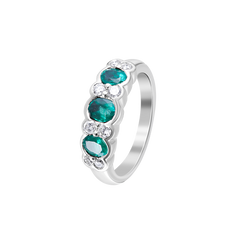 Ring Oval Emerald Diamonds