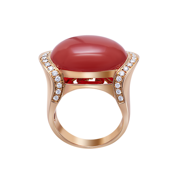 Ring Yellow Gold Red Agate